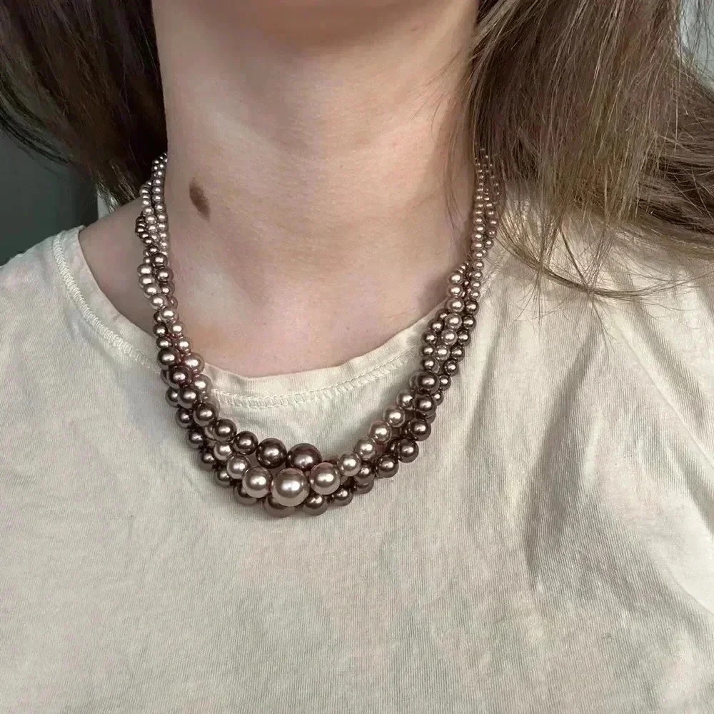 5/$25 🎀 Faux pearl  duo toned necklace